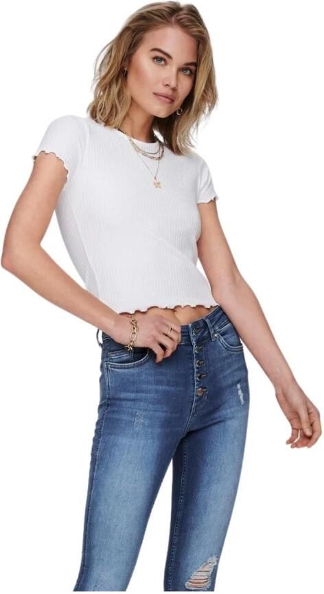 Only Shirt met ronde hals ONLEMMA S S SHORT TOP NOOS JRS Ronde hals modieus regular fit gegolfde afwerking effen - Foto 10