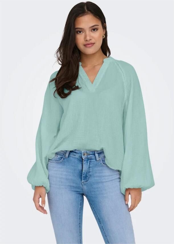 Only V-Hals Blouse Lange Mouw Green Dames - Foto 2