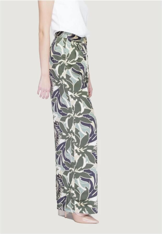 ONLY loose fit pantalon met all over print multi donkergroen - Foto 2