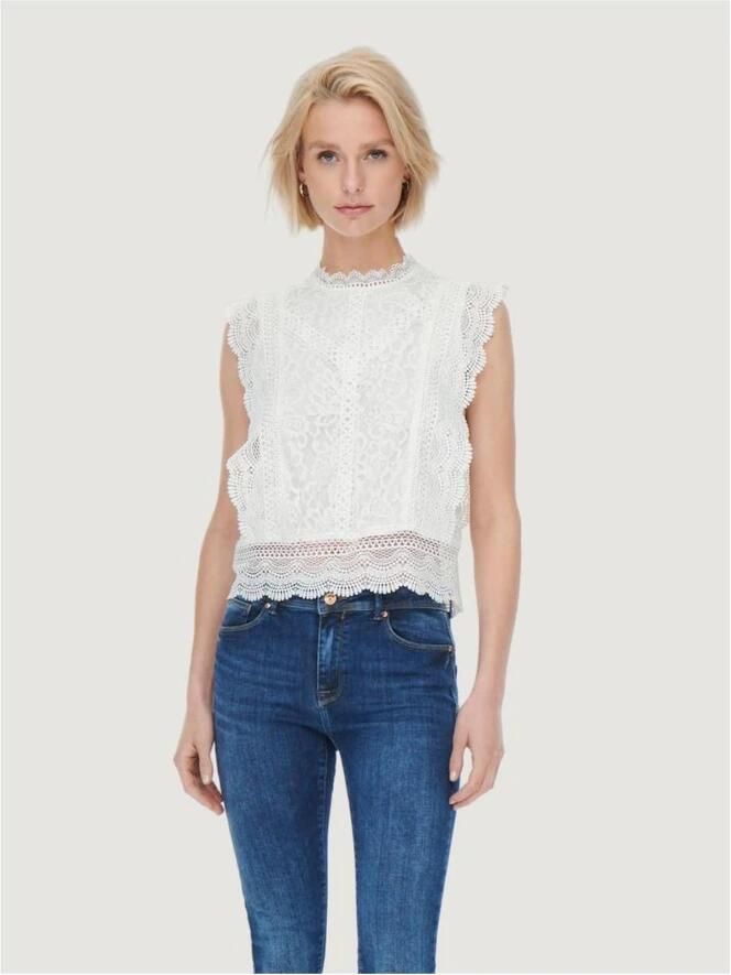 Only Kanten shirt ONLKARO – Kantentop met opstaande kraag voor elegante looks - Foto 3