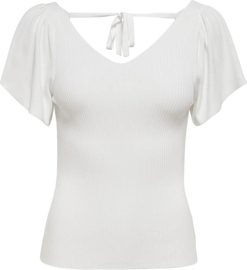 Only Slim fit top met carmenhals en sluiting met tunnelkoord model 'LEELO'