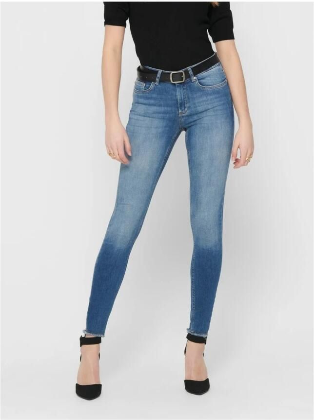 Only Stone-washed skinny fit jeans met used-effecten - Foto 4