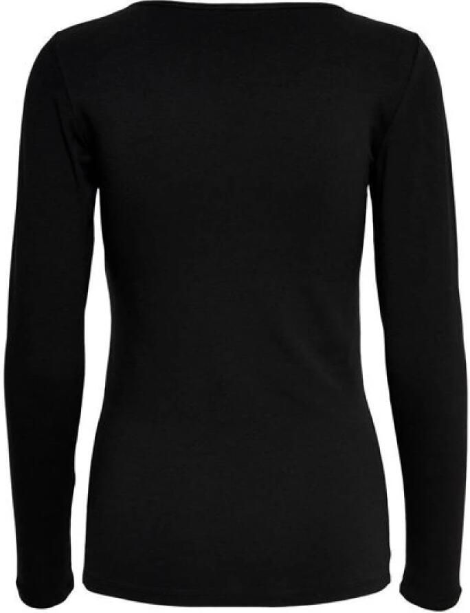 Only Zwart T-shirt met Lange Mouwen en Ronde Hals Black Dames
