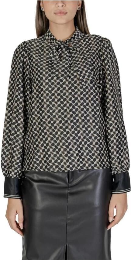 Only Zwarte Geometrische Print Hoge Hals Blouse Black Dames - Foto 4