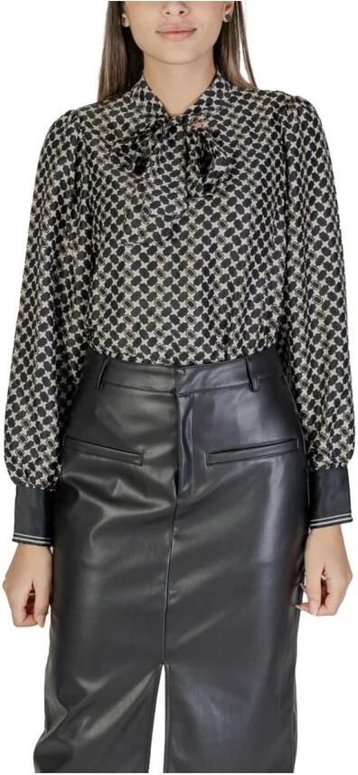 Only Zwarte Geometrische Print Hoge Hals Blouse Black Dames