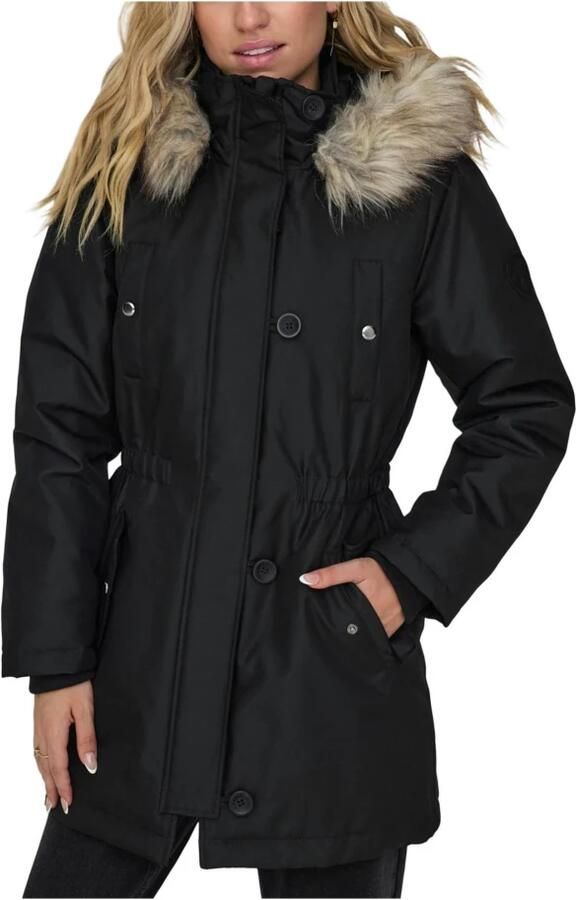 Only Zwarte Hoodie met Ritssluiting en Knoopsluiting Black Dames - Foto 2