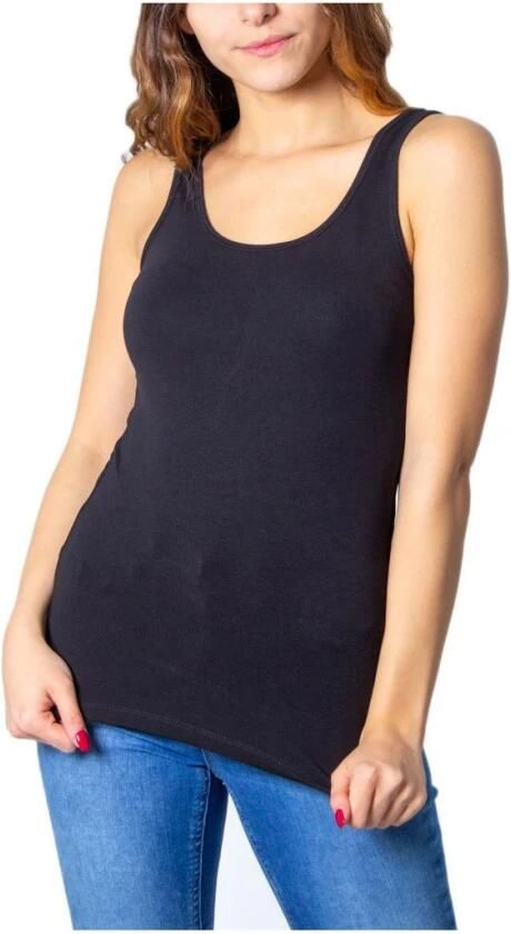 Only Zwarte Katoenen Tanktop met Bandjes Black Dames
