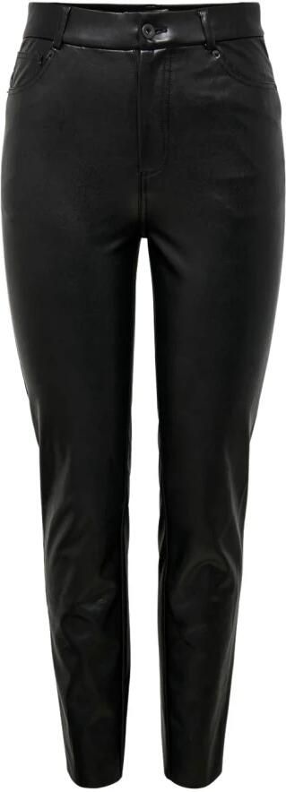 Only emily zwarte high waist straight fit leerlook ankle broek valt kleiner - Foto 4
