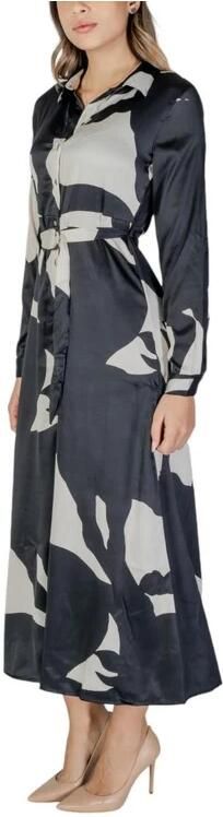 Only Zwarte Polyester Blend Jurk Herfst Winter Collectie Black Dames - Foto 4