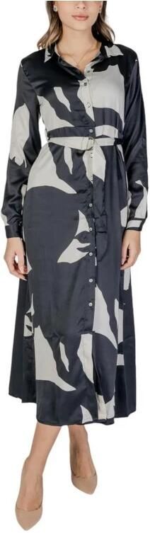 Only Zwarte Polyester Blend Jurk Herfst Winter Collectie Black Dames - Foto 3