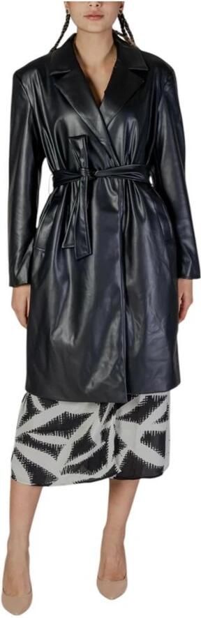 Only Zwarte Polyester Parka Trenchcoat Collectie Black Dames