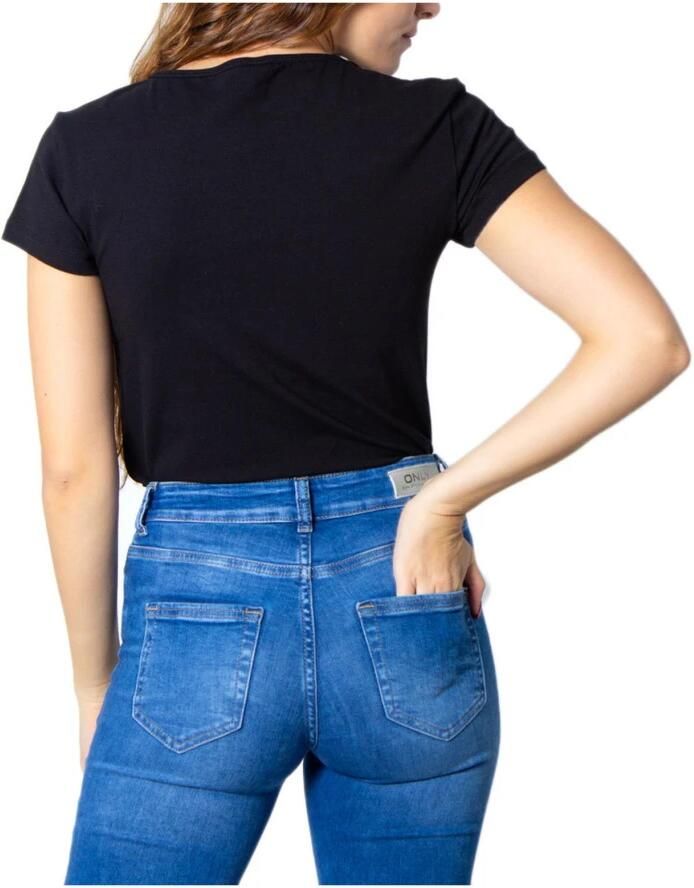 Only Shirt met ronde hals ONLLIVE – Shirt met ronde hals en figuuraccentuerende silhouet zeer figuuraccentuerend modisch katoenmix jersey diepe ronde hals - Foto 4