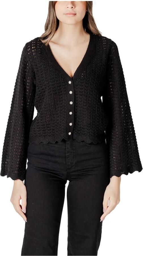 Only Zwarte V-Hals Knoop-Up Vest Black Dames - Foto 3