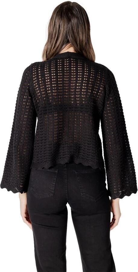 Only Zwarte V-Hals Knoop-Up Vest Black Dames