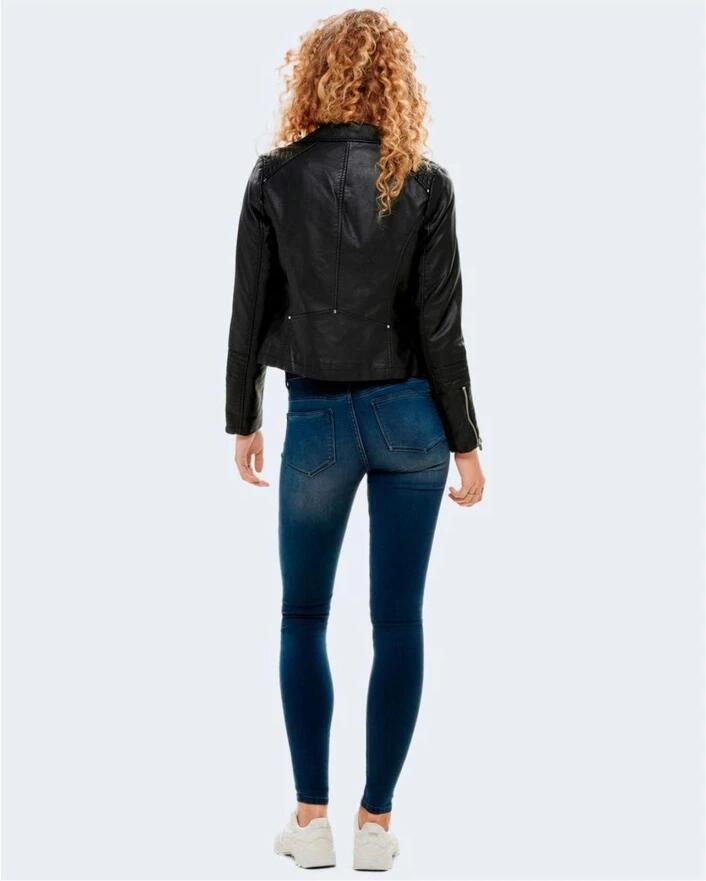 Only Imitatieleren jack ONLGEMMA – Bikerjack met asymmetrische ritssluiting getailleerd casual leerimitatie zakken met ritssluiting - Foto 4