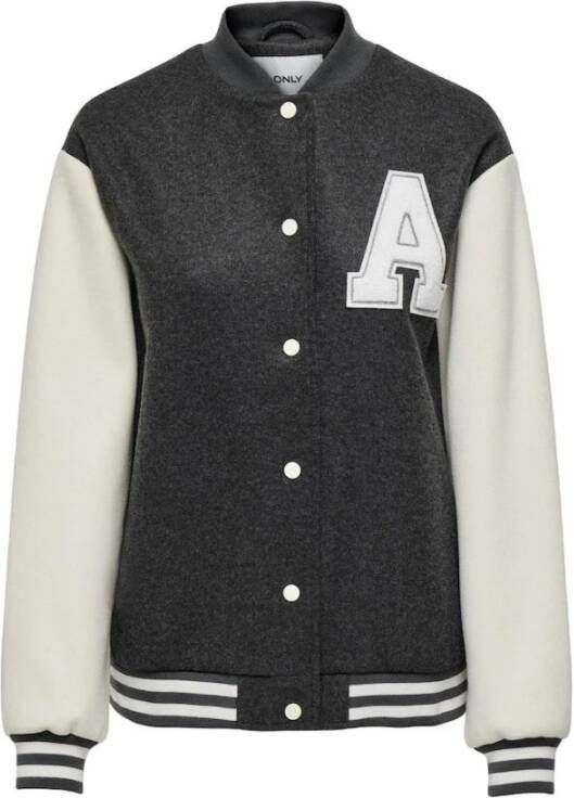 Only Osilja Life Bomber Jacket CC OTW Dark Grey Melange +Sleeve Cloudrt Grijs Dames