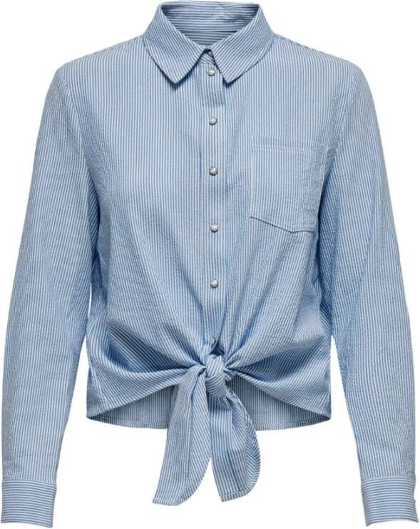 Only Overhemd Lecey manches longues femme stripe knot Wit Dames