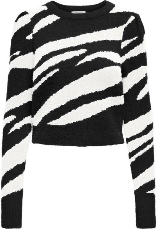 Only Onlella Piumo LS JQ Puff CC KNT Zwart Cloud Dancer | Freewear Print Multicolor Dames