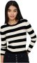Jacqueline de Yong Gestreepte Gebreide Ronde Hals Trui Black Dames - Thumbnail 3