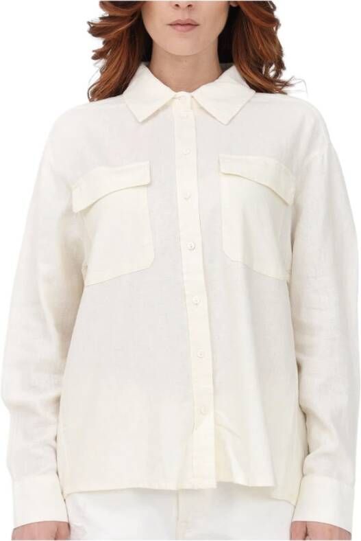 Only Oversized linnen blouse met paspelzakken op de borst model 'CARO'
