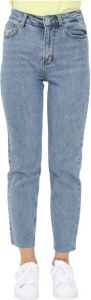 ONLY cropped high waist straight fit jeans ONLEMILY blue light denim