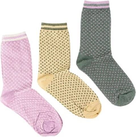 ONLY sokken ONLSARA met glitters set van 3 roze groen geel