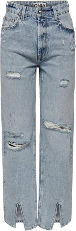 Only Straight Jeans Blauw Dames