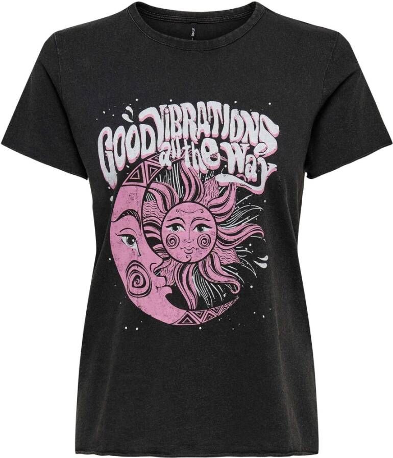 Only T-shirt ONLLUCY REG S S MINDS TOP met druk