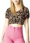 Only Zwart Bloemen V-Hals T-Shirt voor Dames Black Dames - Thumbnail 1