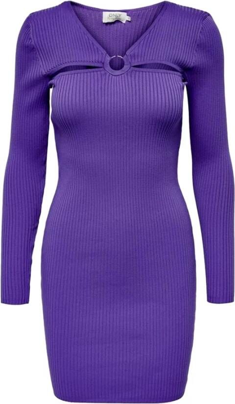 Only V-hals gebreide jurk Purple Dames