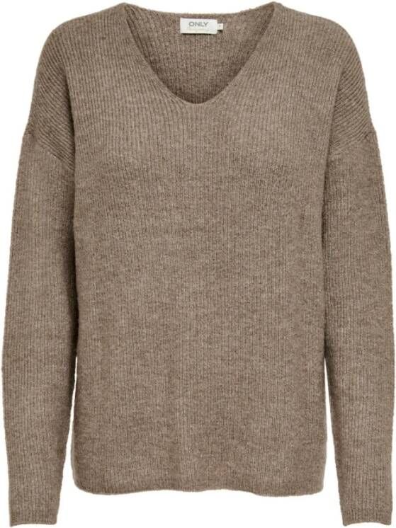 Only Onlcamilla V-Hals L S Pullover Knt: Caribou MELANGE | Freewear Bruin Brown Dames - Foto 2