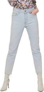 ONLY cropped high waist straight fit jeans ONLEMILY light blue denim