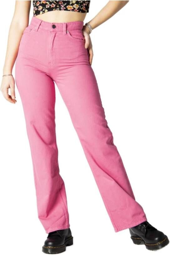 Only Roze effen jeans met ritssluiting en knoopsluiting Pink Dames