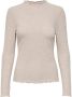 Only Beige Effen Gebreide Trui Lange Mouwen Ronde Hals Beige Dames - Thumbnail 3