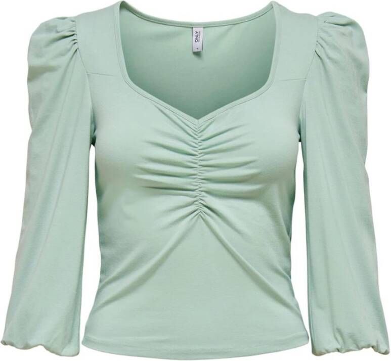 Only Dames Turquoise V-hals T-shirt Green Dames