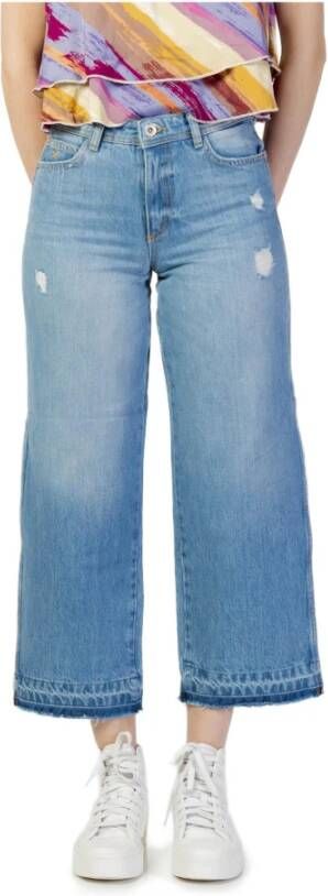 Only Blauwe effen Jeans met ritssluiting en knoopsluiting Blue Dames