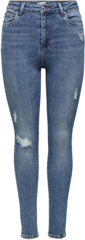 Only Blauwe effen damesjeans met rits- en knoopsluiting Blue Dames - Foto 8
