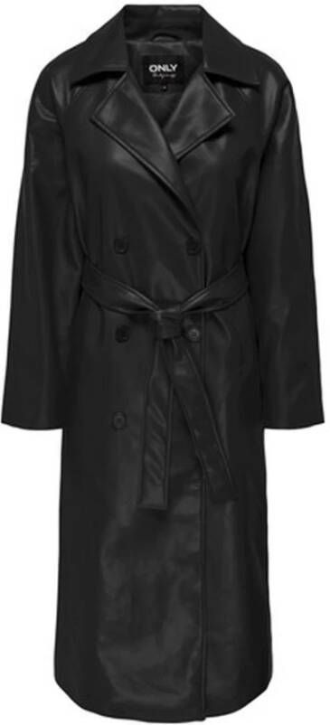 Only Zwarte Geceintuurde Jas voor Vrouwen Black Dames