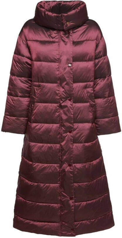 OOF Wear Oversized Gewatteerde Lange Jas in Bordeaux Red Dames