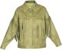 OOF Wear Olijfgroene Korte Imitatieleren Jas met Franjes Green Dames - Thumbnail 1