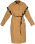 OOF Wear Lange Tabak Trench met Zwarte Nep Leer Details Brown Dames - Thumbnail 1