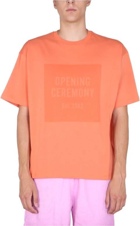 Opening Ceremony T-shirt met logo-doos Oranje Heren