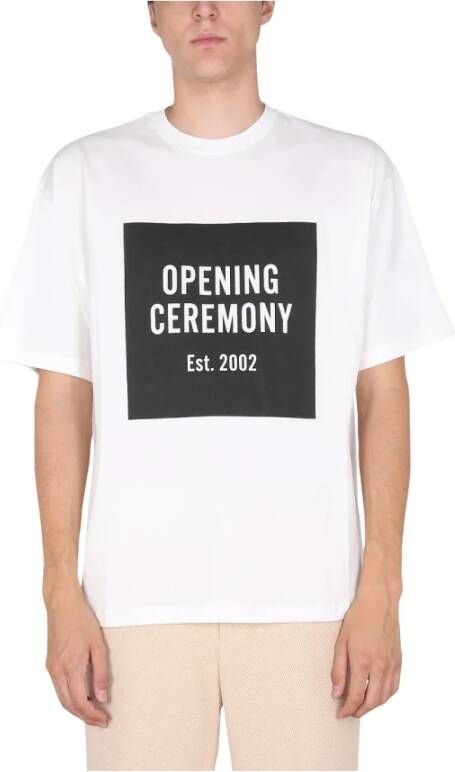 Opening Ceremony T-shirt met logo-doos Wit Heren
