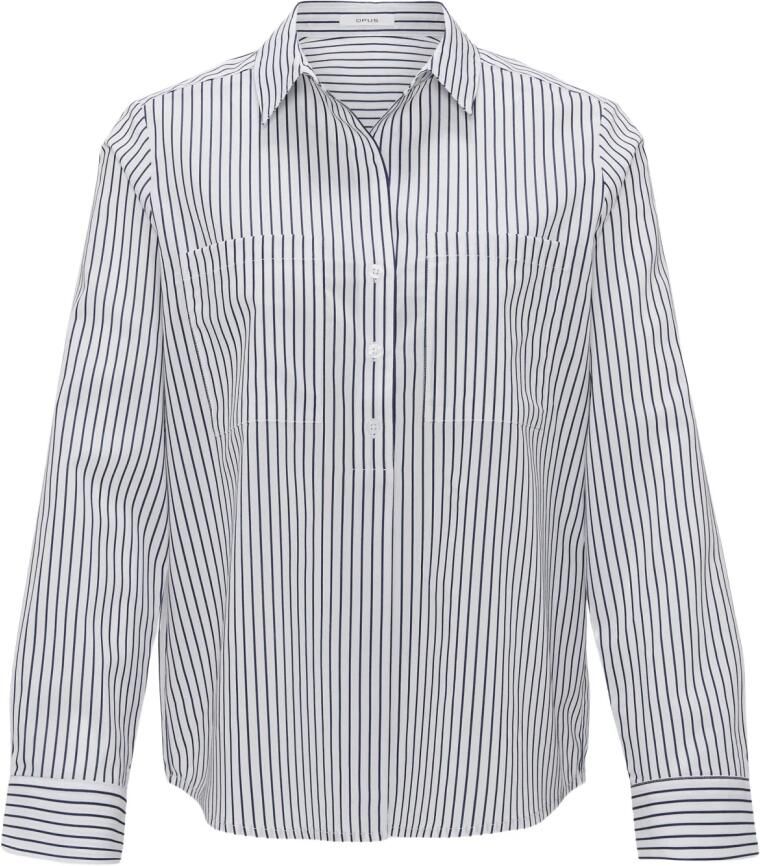 Opus Overhemdblouse met opgestikte paspelzakken op de borst model 'Fanile'