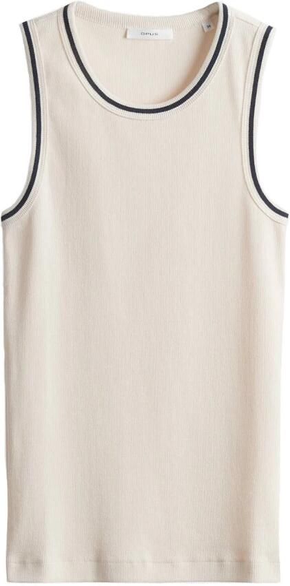 Opus Korte Mouw Top Preppy Stijl Beige Dames - Foto 4