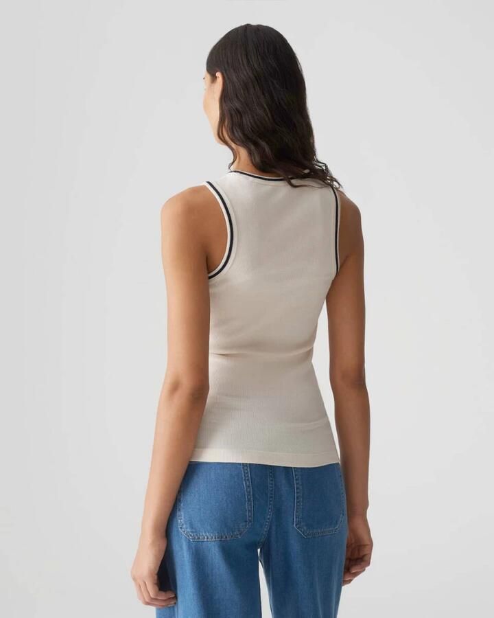 Opus Korte Mouw Top Preppy Stijl Beige Dames - Foto 3