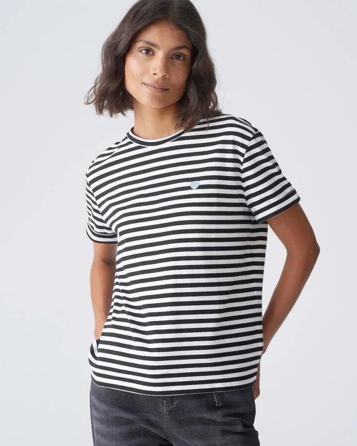 Opus relaxed fit t-shirt met motiefstitching model 'Serz' - Foto 3