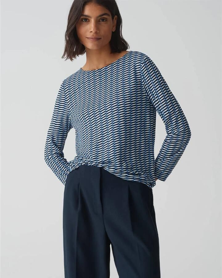 Opus Shirt met lange mouwen en boothals model 'Susta'