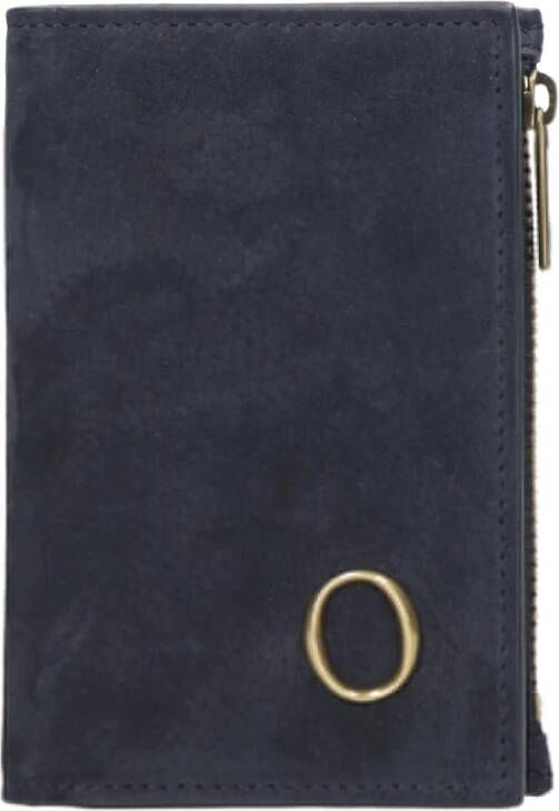 Orciani Blauwe Portemonnee met RFID-bescherming en Gouden Messing Afwerking Blauw Dames