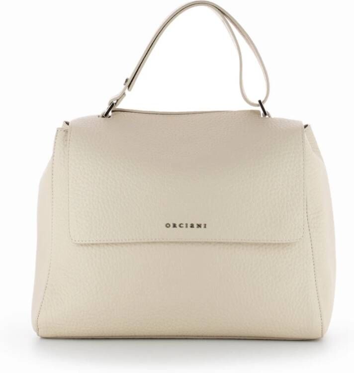Orciani Middelgrote Sveva Soft Leren Schoudertas Beige Dames - Foto 9